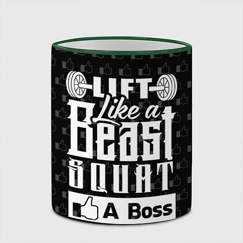 Кружка цветная Lift Like A Beast Squat / 3D-Зеленый кант – фото 2