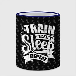 Кружка 3D Train Eat Sleep Repeat, цвет: 3D-синий кант — фото 2
