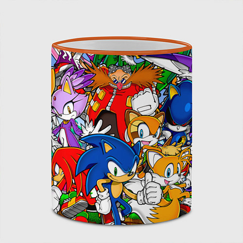 Кружка цветная Sonic Stories / 3D-Оранжевый кант – фото 2