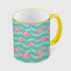 Кружка 3D Flamingo Pattern, цвет: 3D-желтый кант