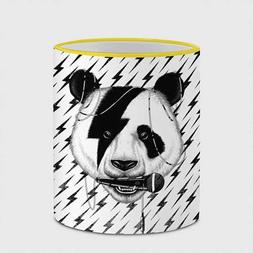 Кружка цветная Панда вокалист / 3D-Желтый кант – фото 2