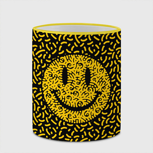 Кружка цветная Радостный смайл / 3D-Желтый кант – фото 2