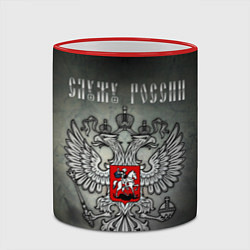 Кружка 3D Служу России: серебряный герб, цвет: 3D-красный кант — фото 2