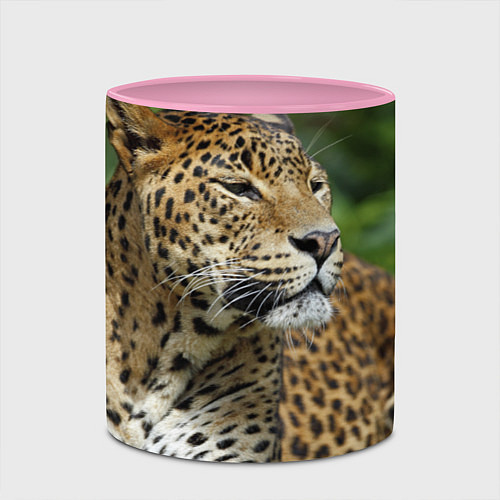 Кружка цветная Лик леопарда / 3D-Белый + розовый – фото 2