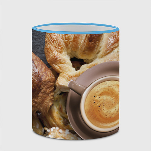 Кружка цветная Приятный завтрак / 3D-Небесно-голубой кант – фото 2