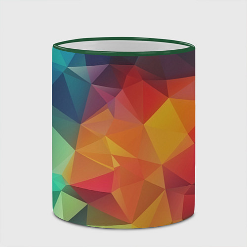 Кружка цветная Цветные полигоны / 3D-Зеленый кант – фото 2