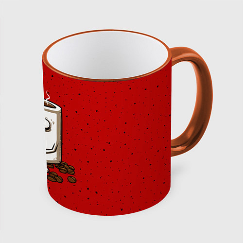 Кружка цветная Кофейный пьяница / 3D-Оранжевый кант – фото 1
