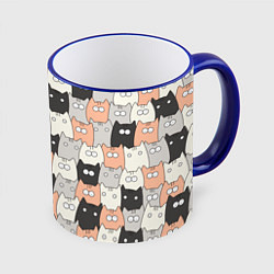 Кружка 3D Котики, цвет: 3D-синий кант