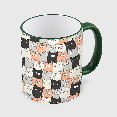 Кружка цветная Котики / 3D-Зеленый кант – фото 1