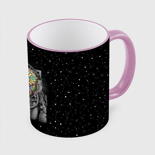 Кружка цветная Цветочный астонавт / 3D-Розовый кант – фото 1