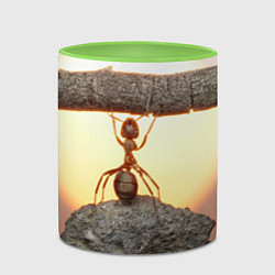 Кружка 3D Муравей-силач, цвет: 3D-белый + светло-зеленый — фото 2