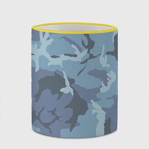 Кружка цветная Камуфляж: голубой/синий / 3D-Желтый кант – фото 2