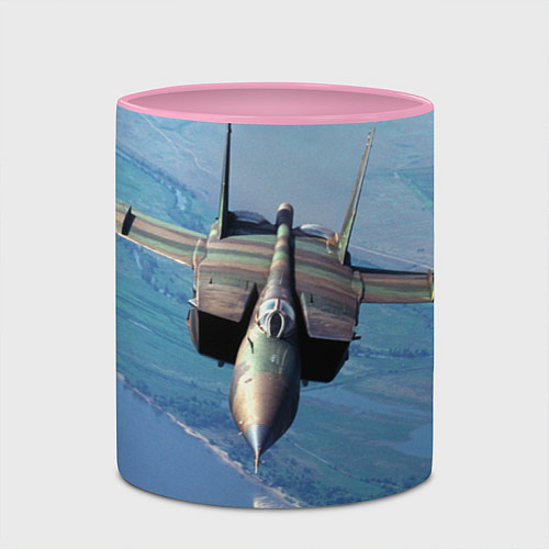 Кружка цветная МиГ-31 / 3D-Белый + розовый – фото 2
