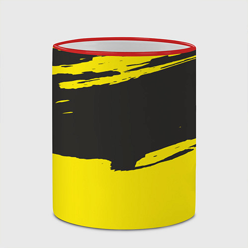 Кружка цветная Чёрно-жёлтый / 3D-Красный кант – фото 2