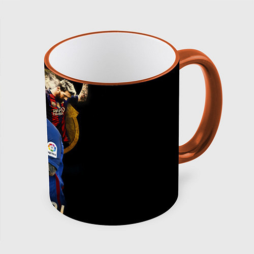Кружка цветная Messi Star / 3D-Оранжевый кант – фото 1