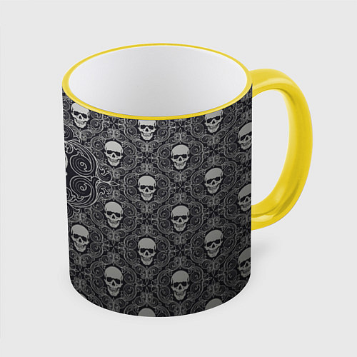 Кружка цветная Black Milk: Skulls / 3D-Желтый кант – фото 1