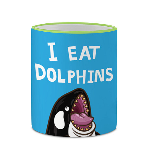 Кружка цветная I eat dolphins / 3D-Светло-зеленый кант – фото 2