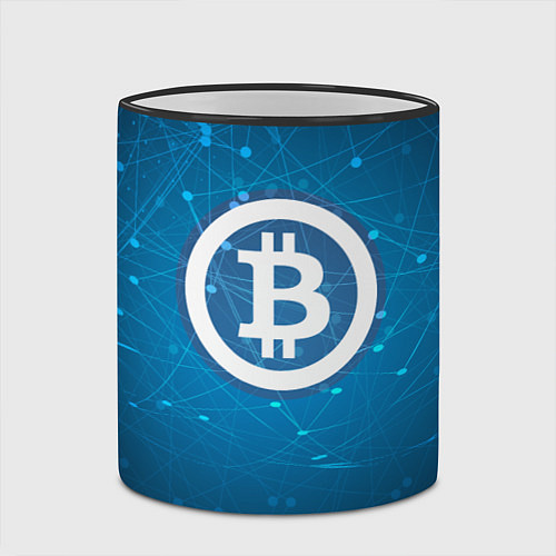 Кружка цветная Bitcoin Blue / 3D-Черный кант – фото 2