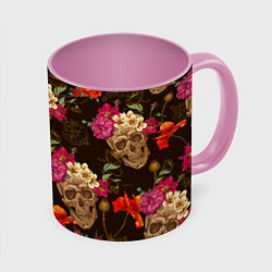Кружка 3D Черепа, цвет: 3D-белый + розовый