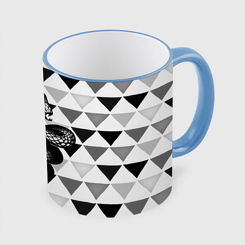 Кружка цветная Snake Geometric / 3D-Небесно-голубой кант – фото 1