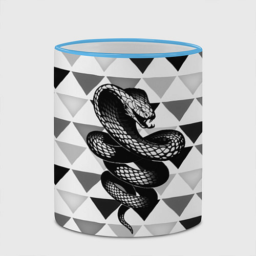 Кружка цветная Snake Geometric / 3D-Небесно-голубой кант – фото 2