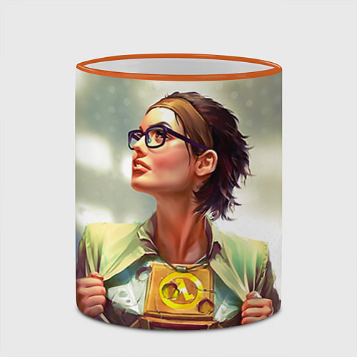 Кружка цветная HL: Alyx Vance / 3D-Оранжевый кант – фото 2