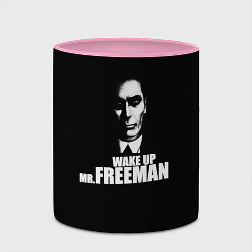 Кружка цветная Wake up Mr. Freeman / 3D-Белый + розовый – фото 2