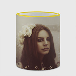 Кружка 3D Lana Del Rey: Flower, цвет: 3D-желтый кант — фото 2