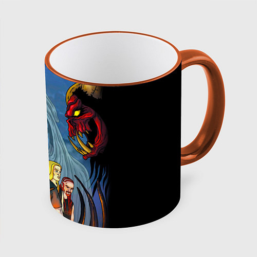 Кружка цветная Dethklok: Heroes / 3D-Оранжевый кант – фото 1