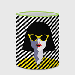 Кружка 3D Pop art girl, цвет: 3D-светло-зеленый кант — фото 2