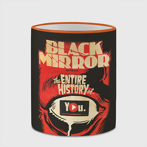 Кружка цветная Black Mirror: Entire history / 3D-Оранжевый кант – фото 2