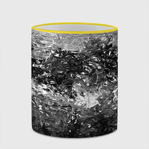 Кружка цветная Чёрно белый цвет / 3D-Желтый кант – фото 2