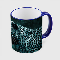 Кружка 3D Леопард, цвет: 3D-синий кант