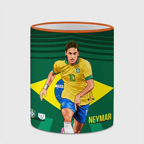 Кружка цветная Neymar Brazilian / 3D-Оранжевый кант – фото 2