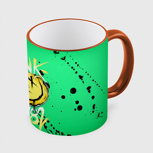 Кружка цветная Blink 182 / 3D-Оранжевый кант – фото 1