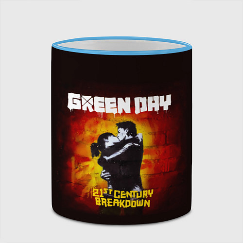 Кружка цветная Поцелуй Green Day / 3D-Небесно-голубой кант – фото 2