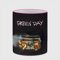 Кружка 3D Green Day магнитофон в огне, цвет: 3D-розовый кант — фото 2