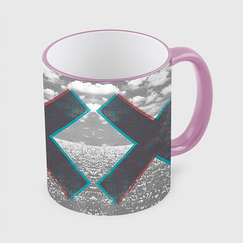 Кружка цветная The XX: Sea waves / 3D-Розовый кант – фото 1