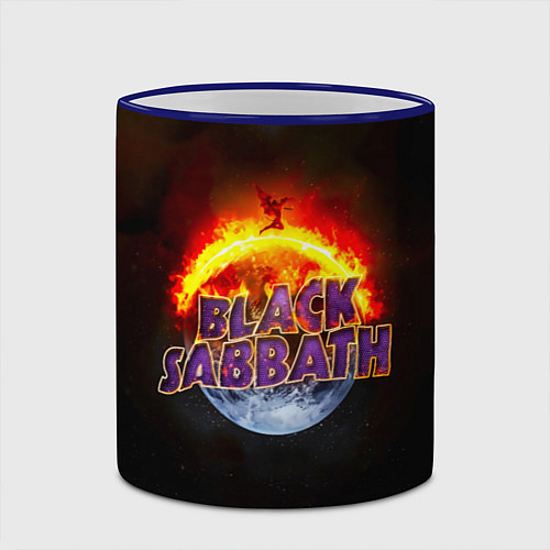 Кружка цветная Black Sabbath земля в огне / 3D-Синий кант – фото 2