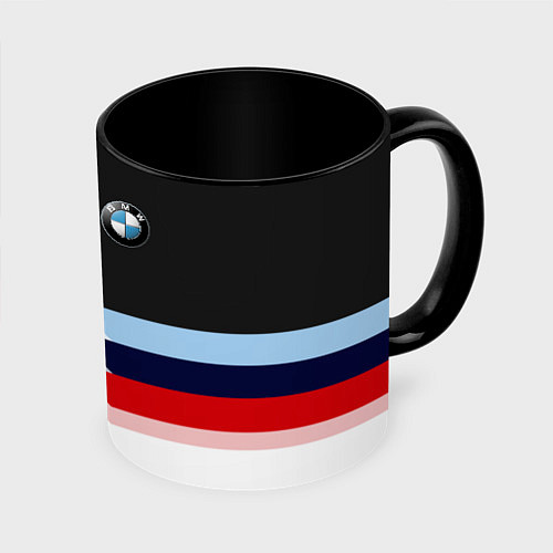 Кружка цветная BMW M SPORT / 3D-Белый + черный – фото 1