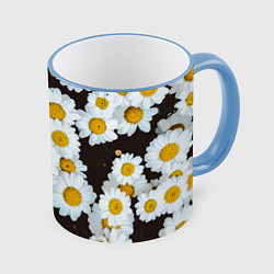 Кружка 3D Аромашки, цвет: 3D-небесно-голубой кант