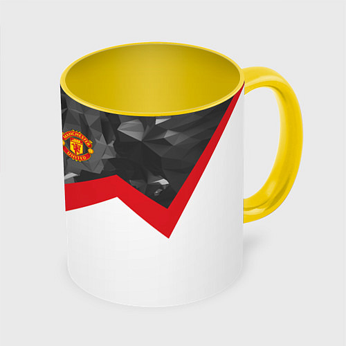 Кружка цветная Man United FC: Grey Polygons / 3D-Белый + желтый – фото 1
