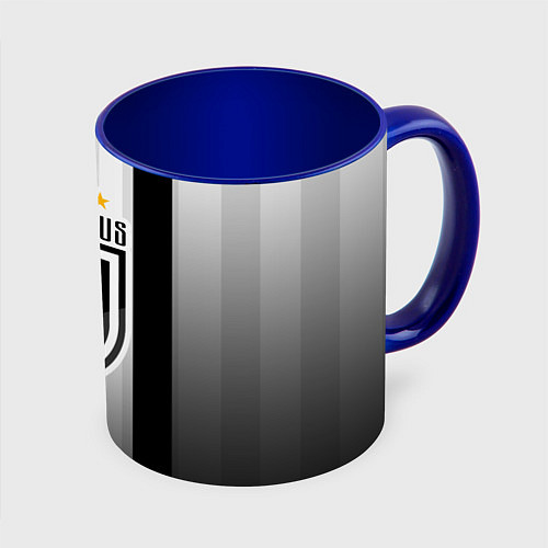 Кружка цветная Juventus FC: New logo / 3D-Белый + синий – фото 1