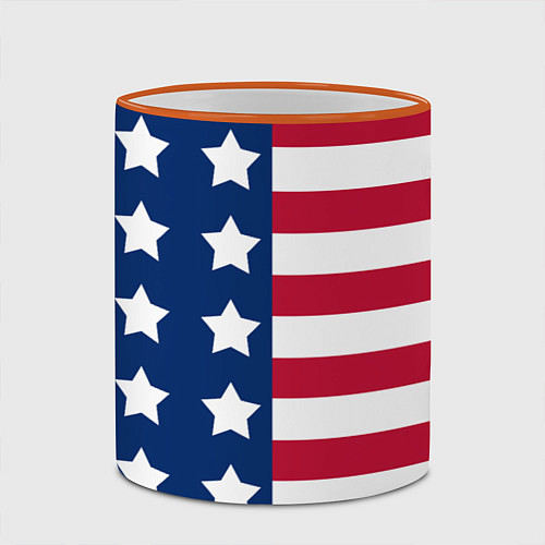 Кружка цветная USA Flag / 3D-Оранжевый кант – фото 2