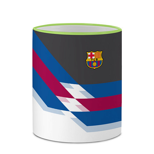 Кружка цветная Barcelona FC: White style / 3D-Светло-зеленый кант – фото 2