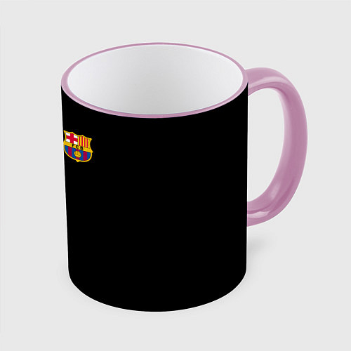 Кружка цветная Barcelona FC: Black style / 3D-Розовый кант – фото 1