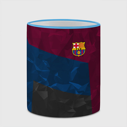 Кружка цветная FC Barcelona: Dark polygons / 3D-Небесно-голубой кант – фото 2