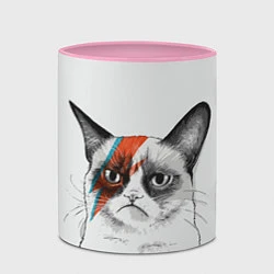Кружка 3D David Bowie: Grumpy cat, цвет: 3D-белый + розовый — фото 2