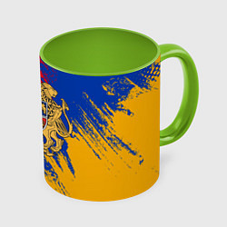 Кружка 3D Герб и флаг Армении, цвет: 3D-белый + светло-зеленый