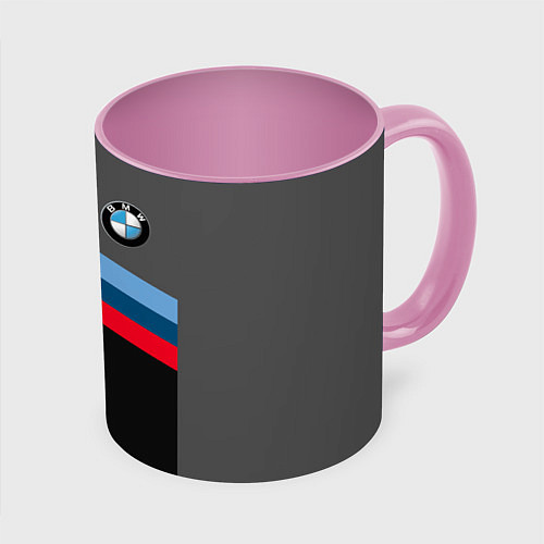 Кружка цветная BMW БМВ / 3D-Белый + розовый – фото 1